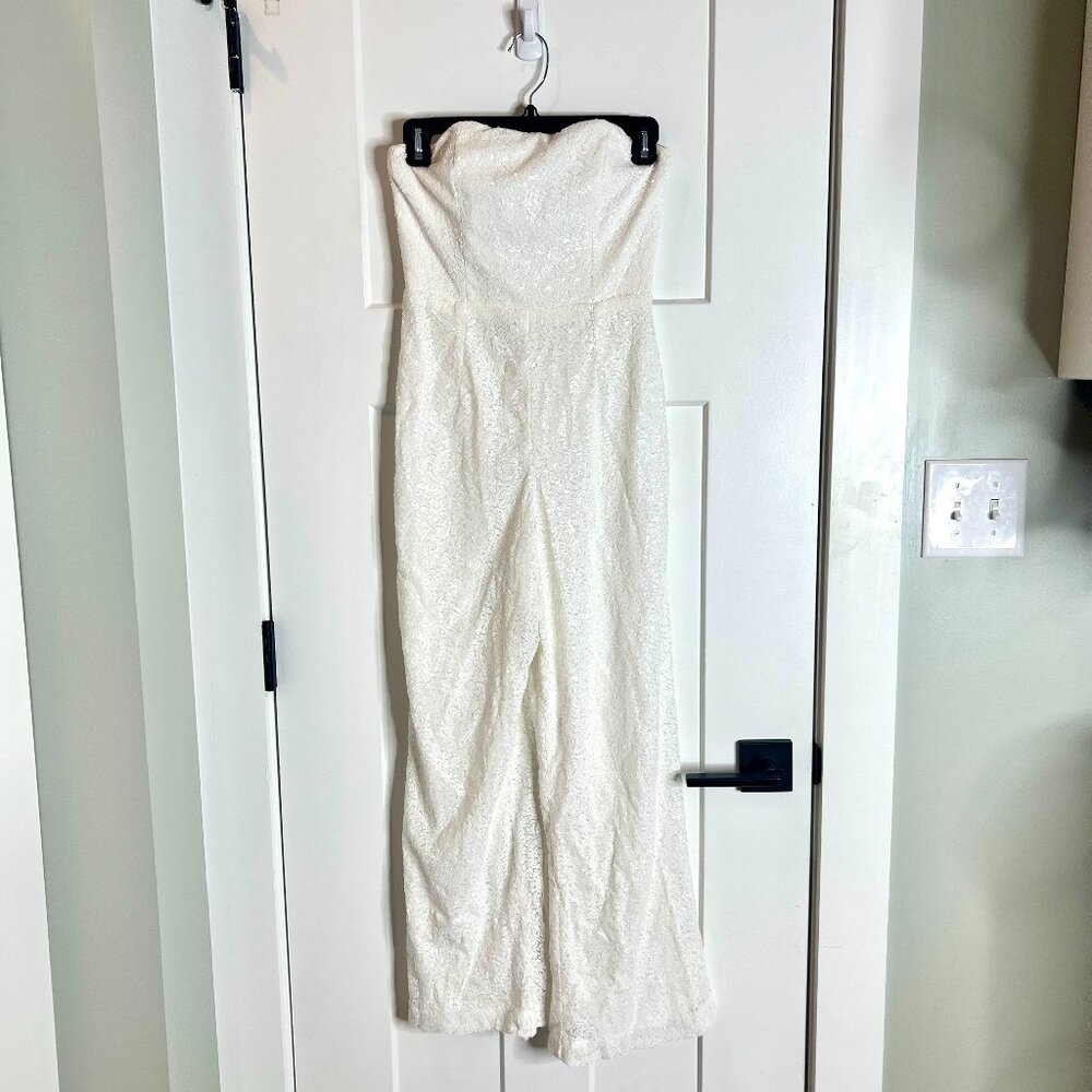 Lulus Like A Diamond White Sequin Strapless Jumpsuit Bridal Bride Bachelorette - Picture 3 of 10
